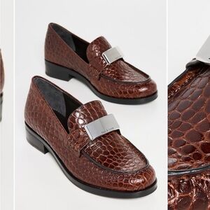 rag & bone Brown Croc-Embossed Leather Loafers - Canter Loafer